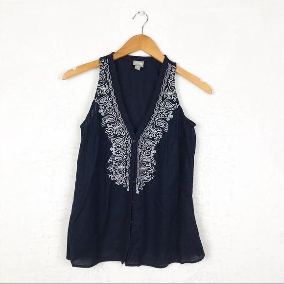 Converse One Star Navy Blue Sleeveless Blouse XS - Picture 1 of 8
